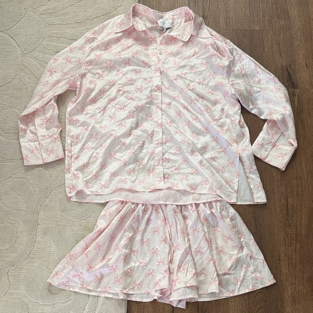 Mable Pink Bow Pajama Set